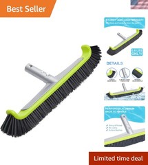 17.5&Prime; Curved Edge Pool Brush for Safe & Efficient Pool Cleaning
