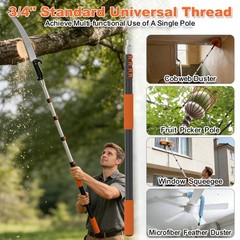 Telescopic Pool Pole 416 FT with 4 Baffle Locks for Cleaning Nets and Brushes