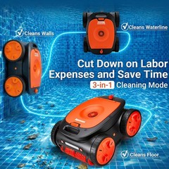 Cordless Robotic Pool Cleaners Wall Climbing Pool Cleaner 2,152 Sq.ft