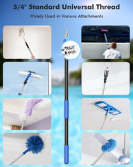Telescopic Pool Brush with Heavy Duty Aluminum Head, 4-16 Ft Adjustable Pole