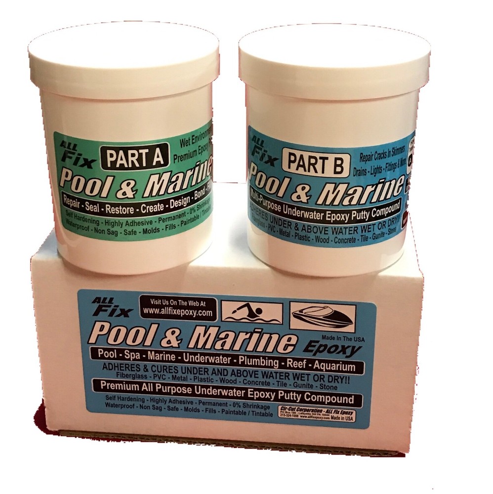 All Fix H2O EPOXY PUTTY Pool Repair Tile Gunite Stone Concrete Fiberglass Leaks