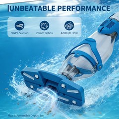 Wireless Handheld Pool Vacuum with Powerful Suction & 80min Long-lasting Charge