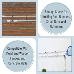 Pool Pole Hanger – 2 Pack Blue Organizer, Fence Hooks for Poles & Hose, Outdoor
