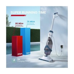 Pro Cordless Pool Vacuum – 18.5 GPM Powerful Suction, 70min Runtime & 13.4&Prime; W…