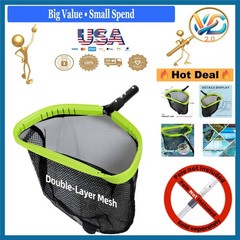 Heavy Duty Aluminum Pool Skimmer Net Double Layer Mesh 17.5&Prime; Professional Lea…
