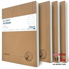 A4 Lined Notebook Set – 4 Pack Rulled Paper Journals – 100 Pages – 100gsm – Lay