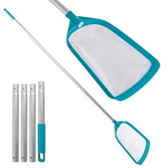 Heavy Duty Pool Skimmer Net, 5 Section Pole, Fast Debris Removal, Blue