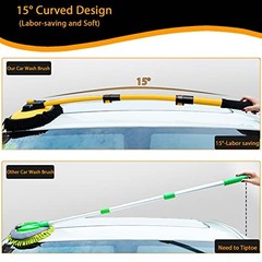 15° Curved Car Cleaning Brush with Telescopic Handle 43&Prime; Aluminum Alloy Long