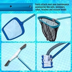 12ft Telescopic Aluminum Pool Pole – Skimmer, Rake, Brush, Vacuum Handle, 3-Piec