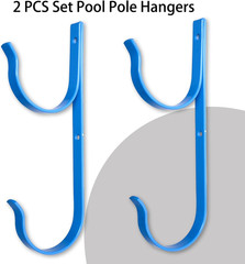 4 PCS Set Pool Pole Hangers Heavy Duty Blue Aluminium Holder Hooks with Screws P