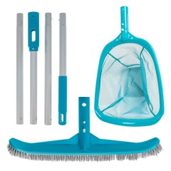 Pool Maintenance Kit with Leaf Skimmer Net, Brush & Adjustable Telescopic Pole