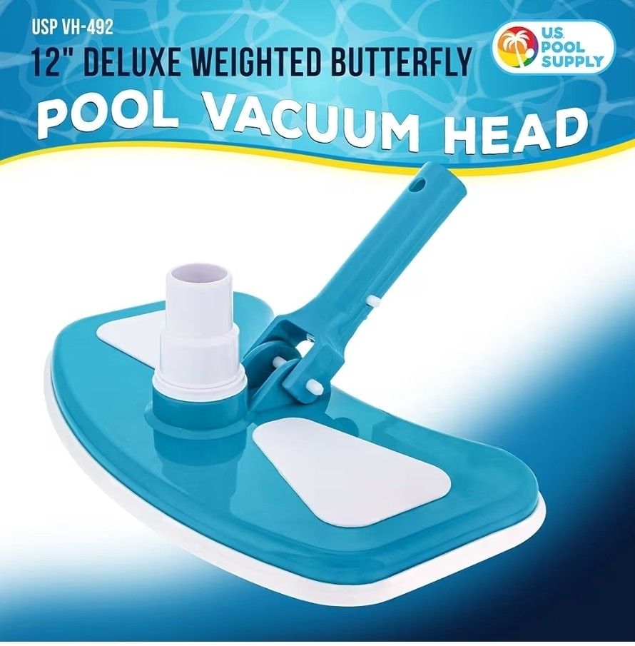 12&Prime; Deluxe Weighted Butterfly Pool Vacuum Head, Swivel Hose Connection, Pole…