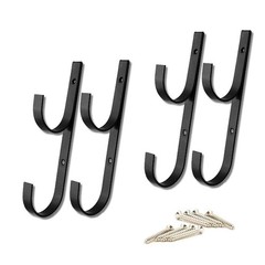 Swimming Pool Aluminum Pole Hanger Set, Black, 2-Pack (4 Hooks), for Telescop…