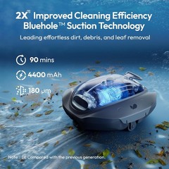 Bubot 300P Pool Vacuum for Above Ground Pool Dual Motors to 850 Sq.Ft. Blue