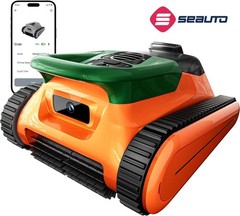 Seauto Cordless Robotic Pool Cleaner 3H Wall Climbing Up to 2250 Sq.ft