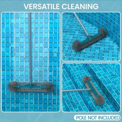20” Pool Brush Head with Round Ends, Nylon Bristles, Extra Wide Plastic Pool …