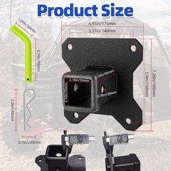 W&JWN 2&Prime; UTV Rear Receiver Hitch Compatible with Polaris RZR XP 1000/XP 4 1000 2