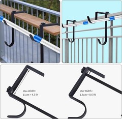 Heavy Duty Pool Pole Hangers Adjustable Hooks Poles Hoses Skimmers Black Fence