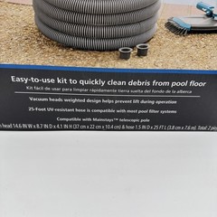 Vacuum Pool CleaningKit 2-Piece 25ft UV-Resistant Hose+Swivel Head 1.25&Prime;/1.5&Prime;