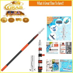16ft Heavy Duty Aluminum Telescopic Pool Pole with Locks for Skimmer Rake Brush