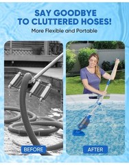 Cordless Pool Vacuum with Telescopic Pole, 18.5 GPM Powerful Suction, 1.5H Super
