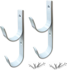 2 PCS Set Wide Pool Pole Hangers Heavy Duty Aluminium Holder Hooks with Screws P
