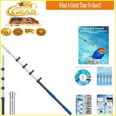 16FT Telescopic Pool Pole Aluminum Heavy Duty Extendable Cleaning Tool