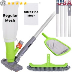 Spa Jet Vacuum Cleaner Kit W/ Pool Brush Skimmer Net & Adjustable Pole New