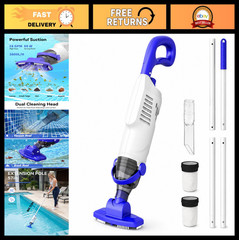 Upgraded Cordless Handheld Pool Vacuum – 3800L/H Suction, 5000mAh Battery, 3-Hea