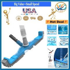 20 Inch Pool Brush Vacuum Head with Swivel Hose Connection Heavy Duty