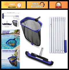 All-in-One Pool Cleaning Kit – Heavy Duty Leaf Skimmer, Brush & Adjustable Pole