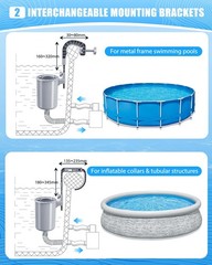 1000 GPH Pool Pumps and Skimmer for Above Ground, Floating Pools Surface Skim…