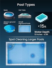 Lightweight Portable Pool Vacuum with 60-Minute Runtime for Easy Spot Cleaning