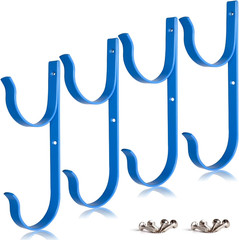 4 PCS Set Pool Pole Hangers Heavy Duty Blue Aluminium Holder Hooks with Screws P