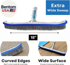 Pool Brush Head, 18&Prime; Heavy Duty for Cleaning Walls & Floors, Stainless Steel Bri