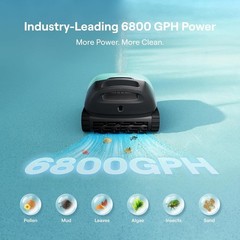Cordless Pool Vacuum Robot for Inground and Above Ground Pools 6800 GPH Suction