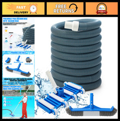 3 Pcs Pool Cleaning Kit – Vacuum Head, 30ft Hose, 14&Prime; Brush for Inground/Above G