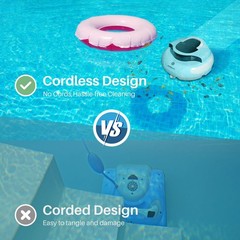 POOLPURE Cordless Robotic Pool Cleaner – 100Min Runtime,1000 Sq.Ft, Auto-Parking