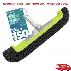 18&Prime; Pool Brush Head for Cleaning Swimming Walls,Curved Ends Scrub Brush Black US