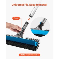 Pool Brush Head, 20 Inch Scrub Brushes with Nylon Bristles and Aluminum Pole Con