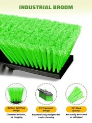 18”/45cm Large Wide Adjustable Heavy Duty Outdoor Push Broom Stiff Brush Head