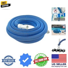 Manual Pool Vacuum Hose, 30 Ft x 1-1/2” for Inground & Above Ground Pools, No…