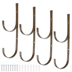 4-Pack Pool Pole Hanger, Iron Pool Hooks with Screws for Garden Tools [Brown]
