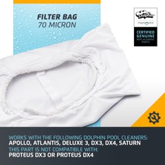 Maytronics Dolphin Replacement 70 Micron Filter Bag OEM 99954307-R1 DX3 DX4 M3