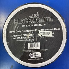 Black Rhino Extra Heavy 1-1/2&Prime; x 100&prime; Pool Backwash Hose NO HOSE CLAMP