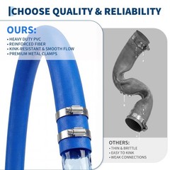 2inx100ft Blue PVC Pool Hose with Metal Clamps Outdoor Water Hose Clamp