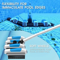 Professional Pool Vacuum Head with Directional Handle and Non-Slip Wheels – Blue