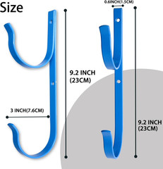 4 PCS Set Pool Pole Hangers Heavy Duty Blue Aluminium Holder Hooks with Screws P