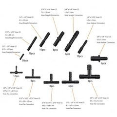 Silicone Vacuum Hose Kit 6PCS 5FT Tubing (1/8&Prime;) – Black with Connectors