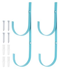 2-Pack Pool Pole Hanger, Iron Pool Hooks with Screws for Garden Tools [Blue]